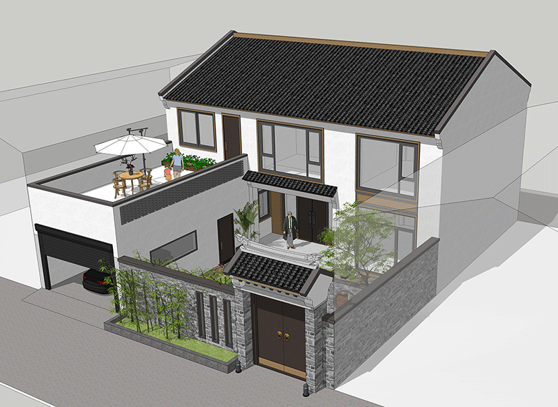 农村二层合院式小别墅设计图纸,经典中式住宅